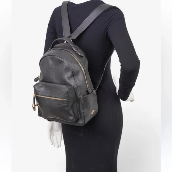 COACH Women Black Leather Backpack - Picture 2 of 16